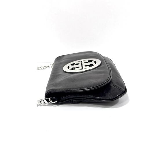 TORY BURCH Reva Black Leather Clutch Convertible Bag Silver Chain Strap - Picture 5 of 14